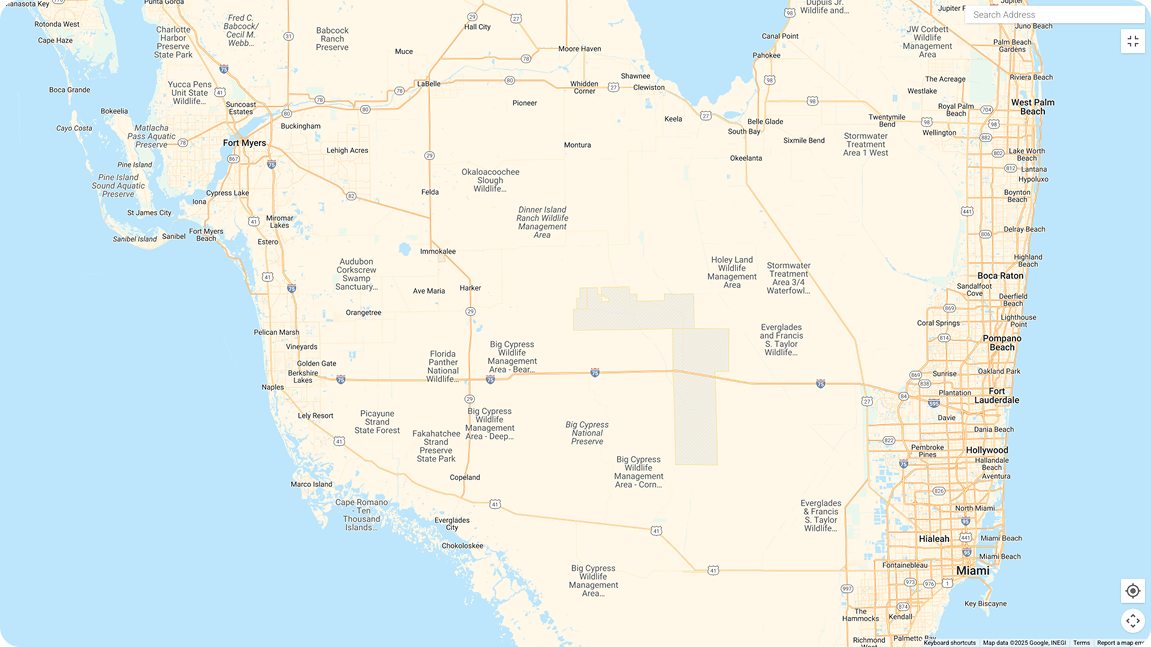 Service area map covering South Florida