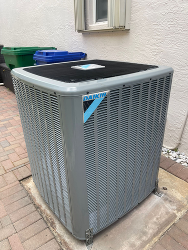 Daikin outdoor unit residential installation with professional setup