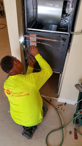 Outdoor unit installation progress with expert positioning