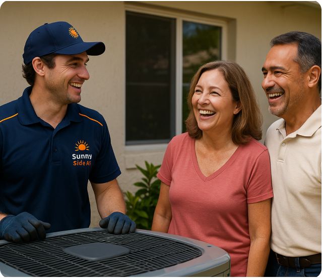 Professional AC technician working on air conditioning unit